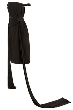 Vintage Yves Saint Laurent Brown Silk RTW 2002 Tie Up Dress