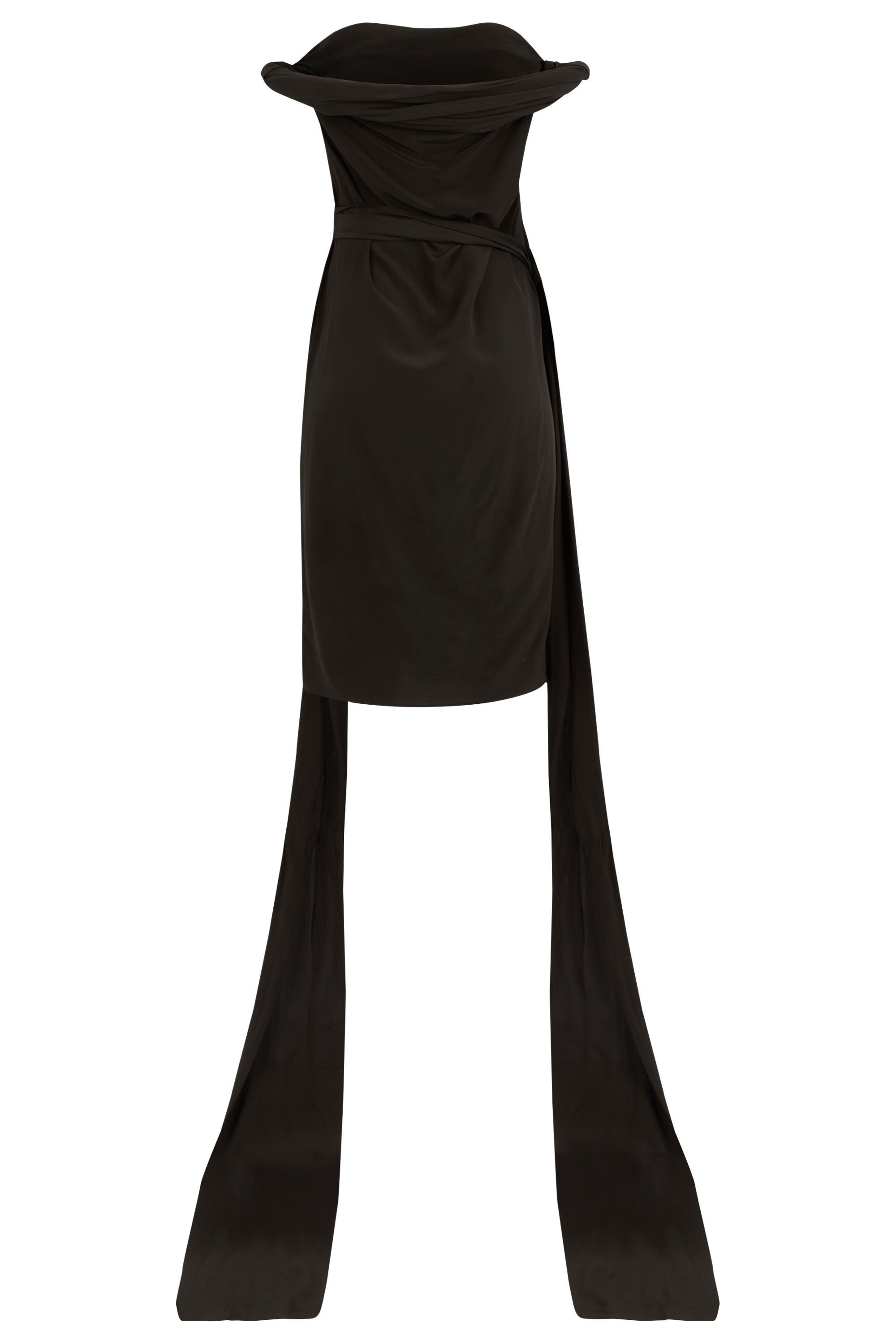 Vintage Yves Saint Laurent Vestido anudado de seda marrón RTW 2002 en Excelente estado para la venta en London, GB