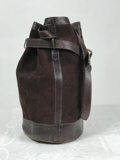 Vintage Yves Saint Laurent Brown Suede and Leather Bucket Shoulder bag