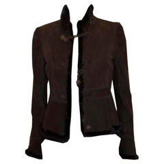 Vintage Yves Saint Laurent Brown Suede Jacket with detachable Fur Lining