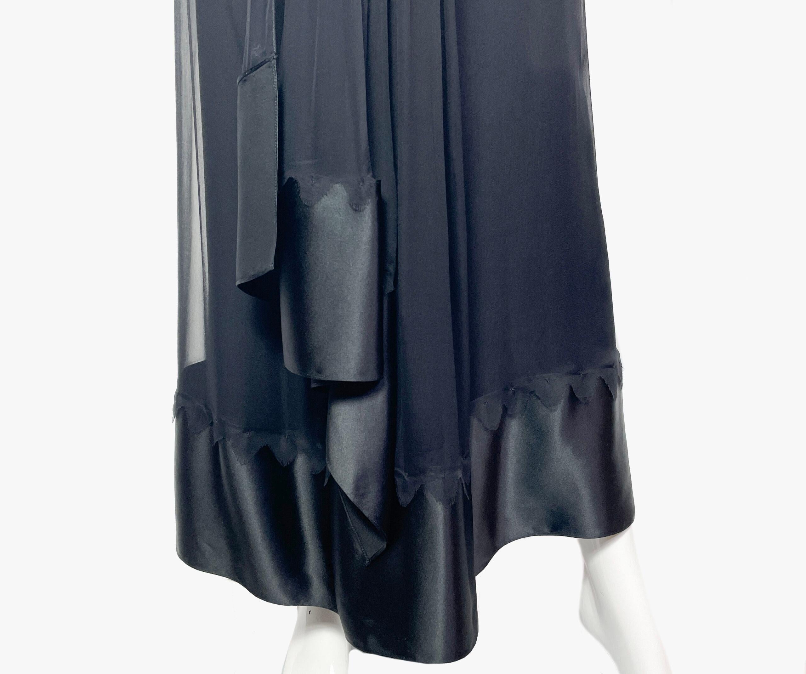 Black Vintage Yves Saint Laurent Bustier Dress in Silk, 1980s For Sale