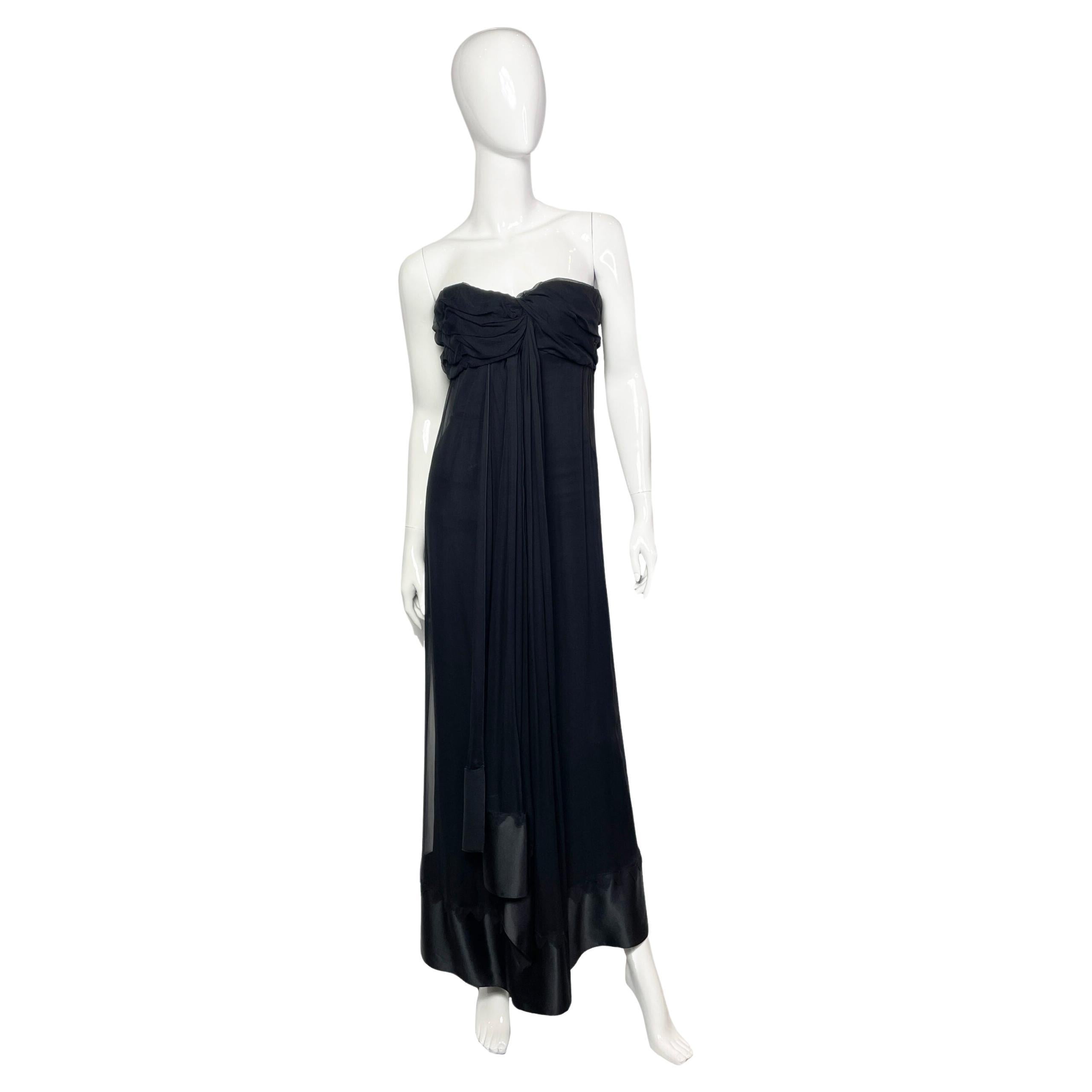 Vintage Yves Saint Laurent Bustier Dress in Silk, 1980s For Sale