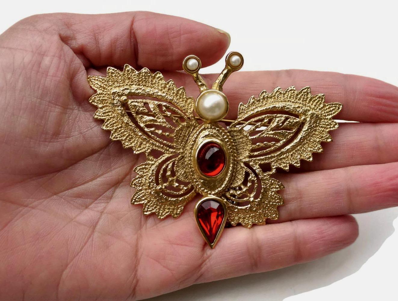 Women's or Men's Vintage YVES SAINT LAURENT Butterfly Brooch by Robert Goossens