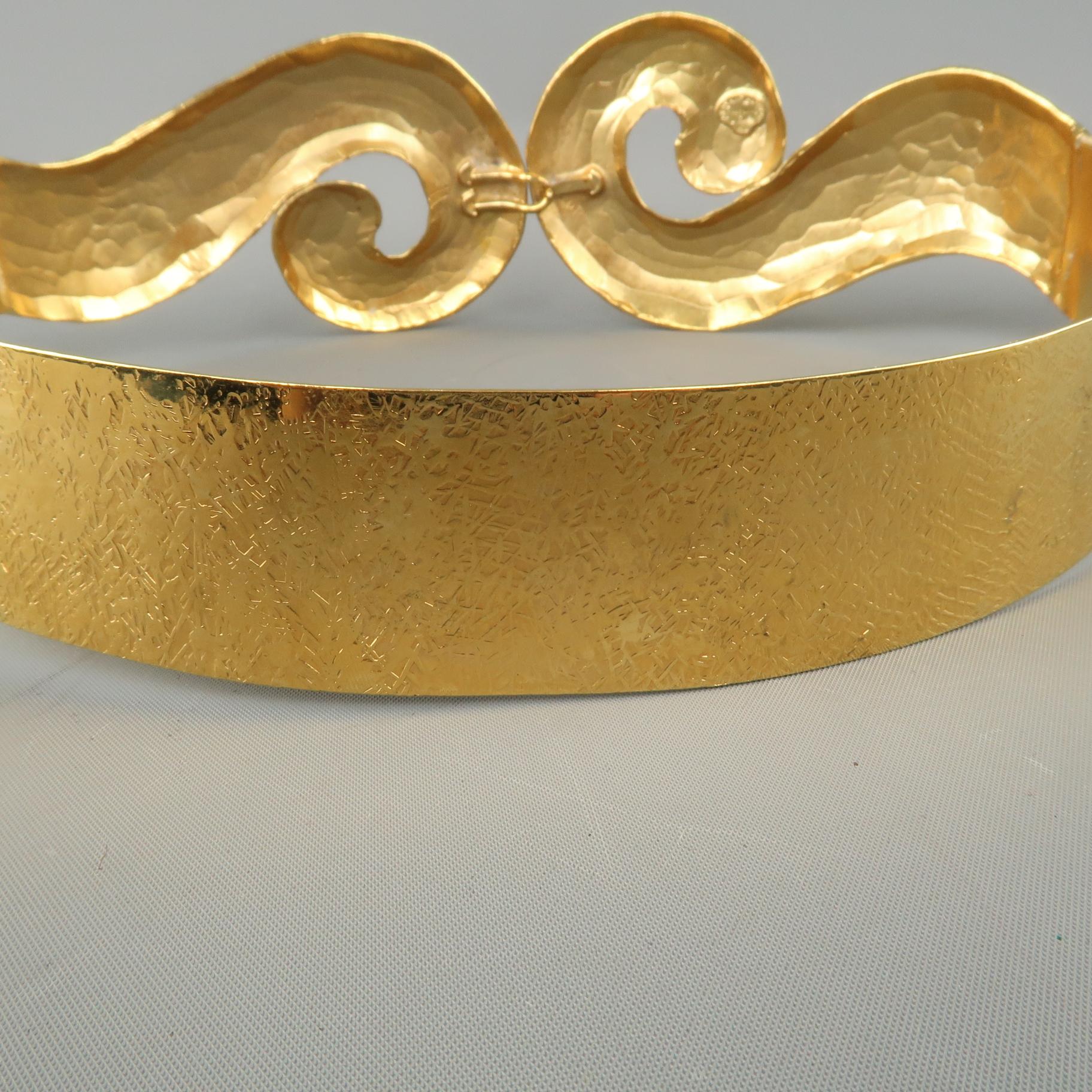 Women's Vintage YVES SAINT LAURENT by ROBERT GOOSENS Gold S Metal Arabesque Swirl Belt