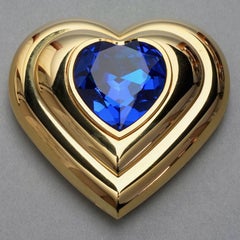 Vintage YVES SAINT LAURENT by Robert Goossens Blue Heart Jewelled Compact Powder