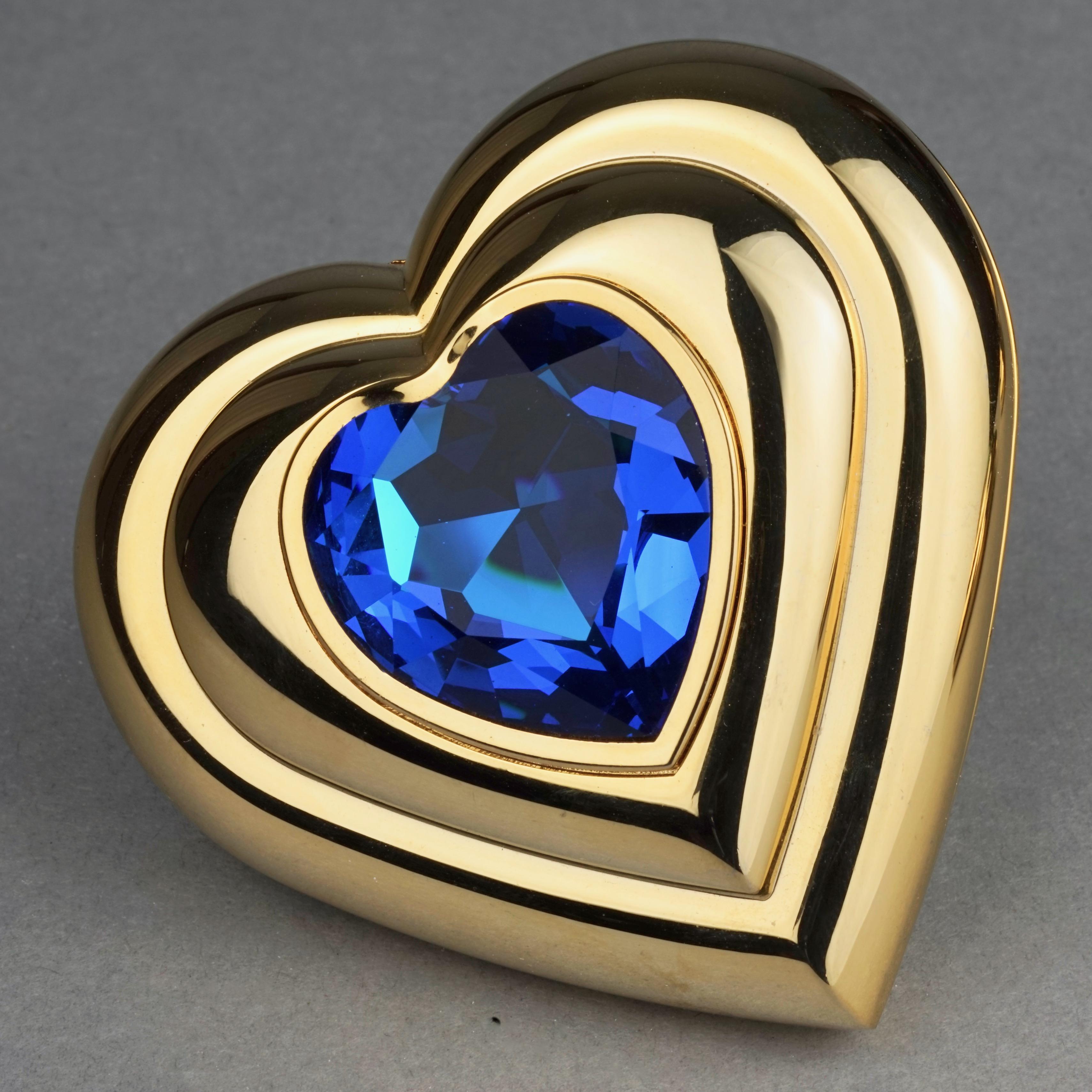 Women's Vintage YVES SAINT LAURENT by Robert Goossens Blue Heart Jewelled Compact Powder