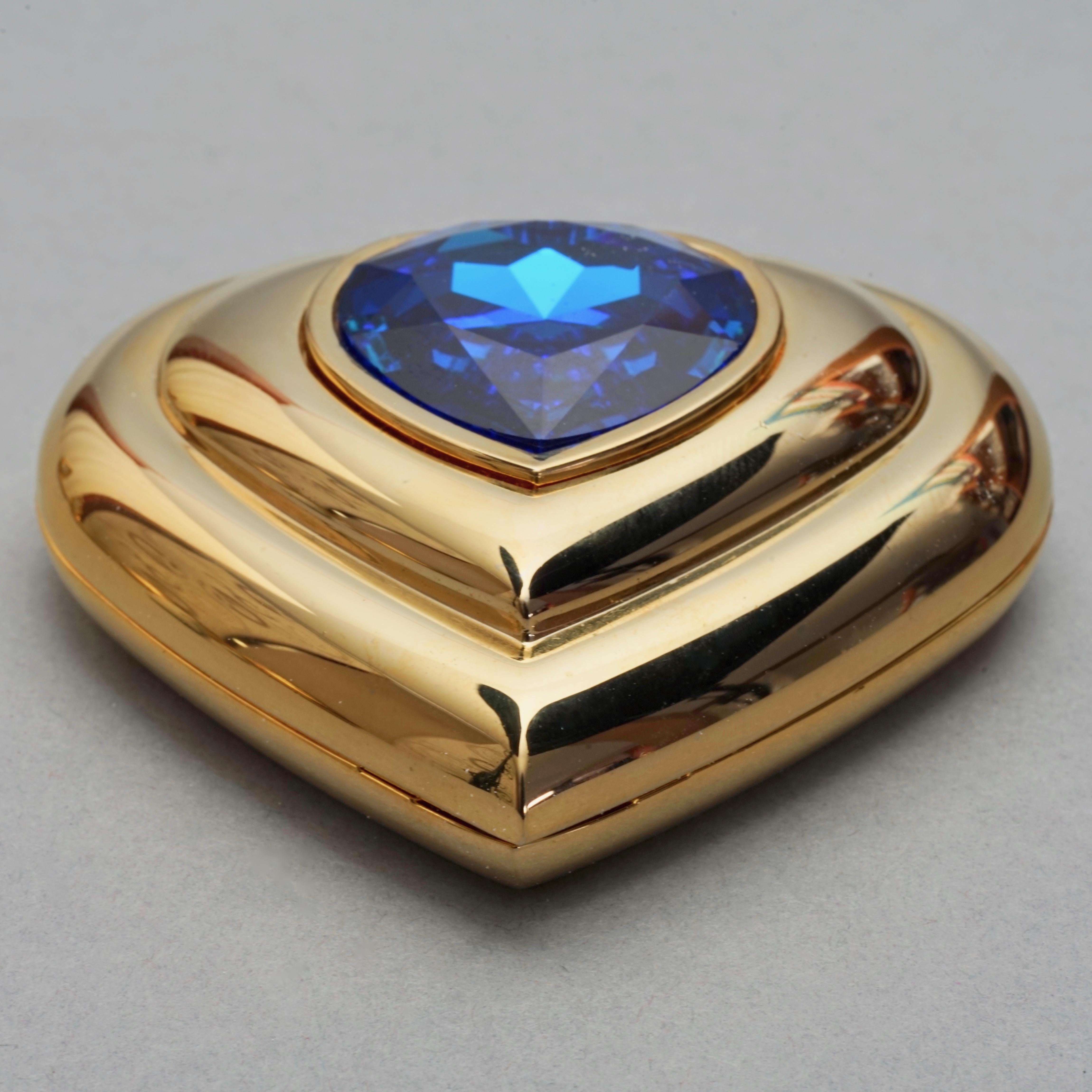 Vintage YVES SAINT LAURENT by Robert Goossens Blue Heart Jewelled Compact Powder 1