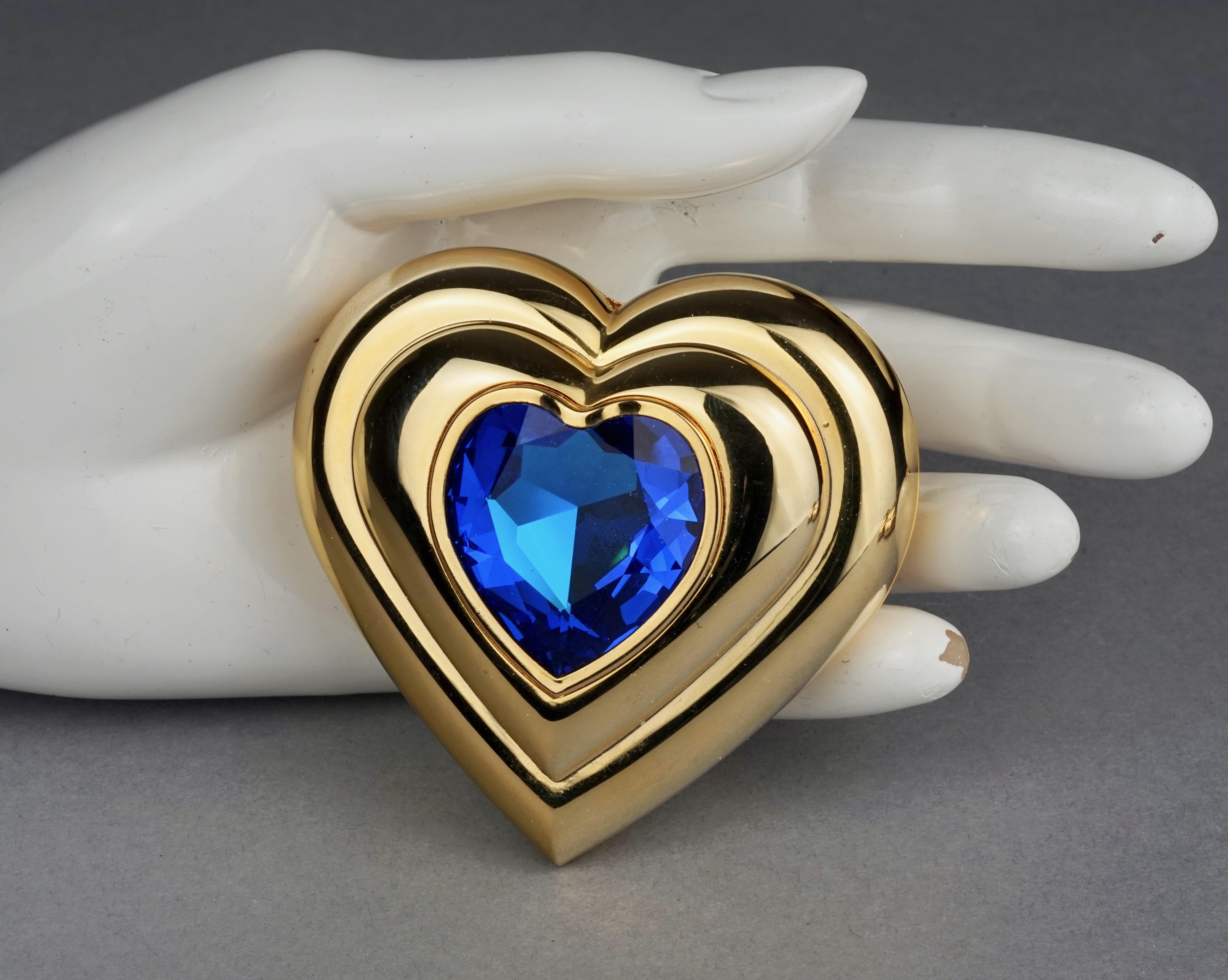 Vintage YVES SAINT LAURENT by Robert Goossens Blue Heart Jewelled Compact Powder 2