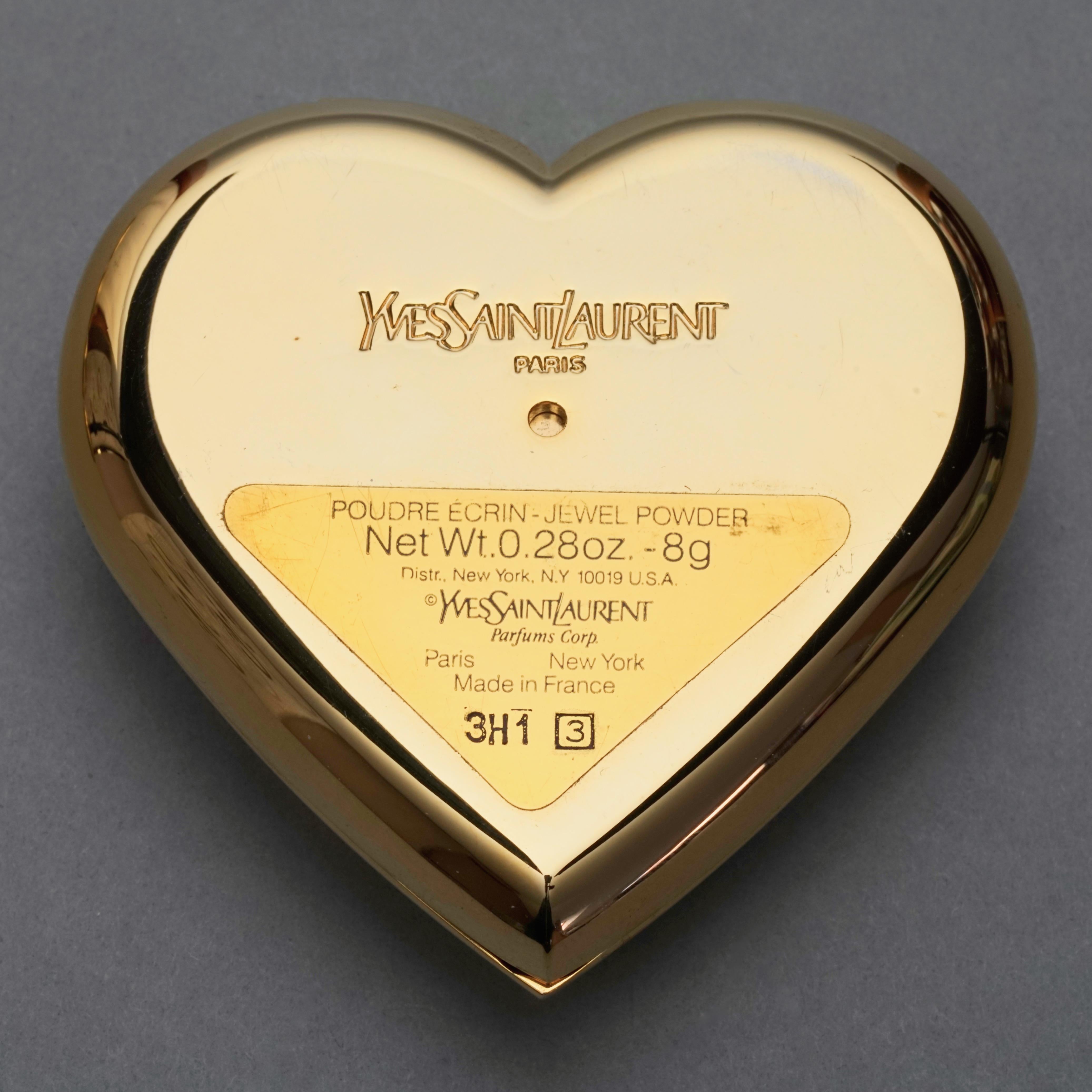 Vintage YVES SAINT LAURENT by Robert Goossens Blue Heart Jewelled Compact Powder 3