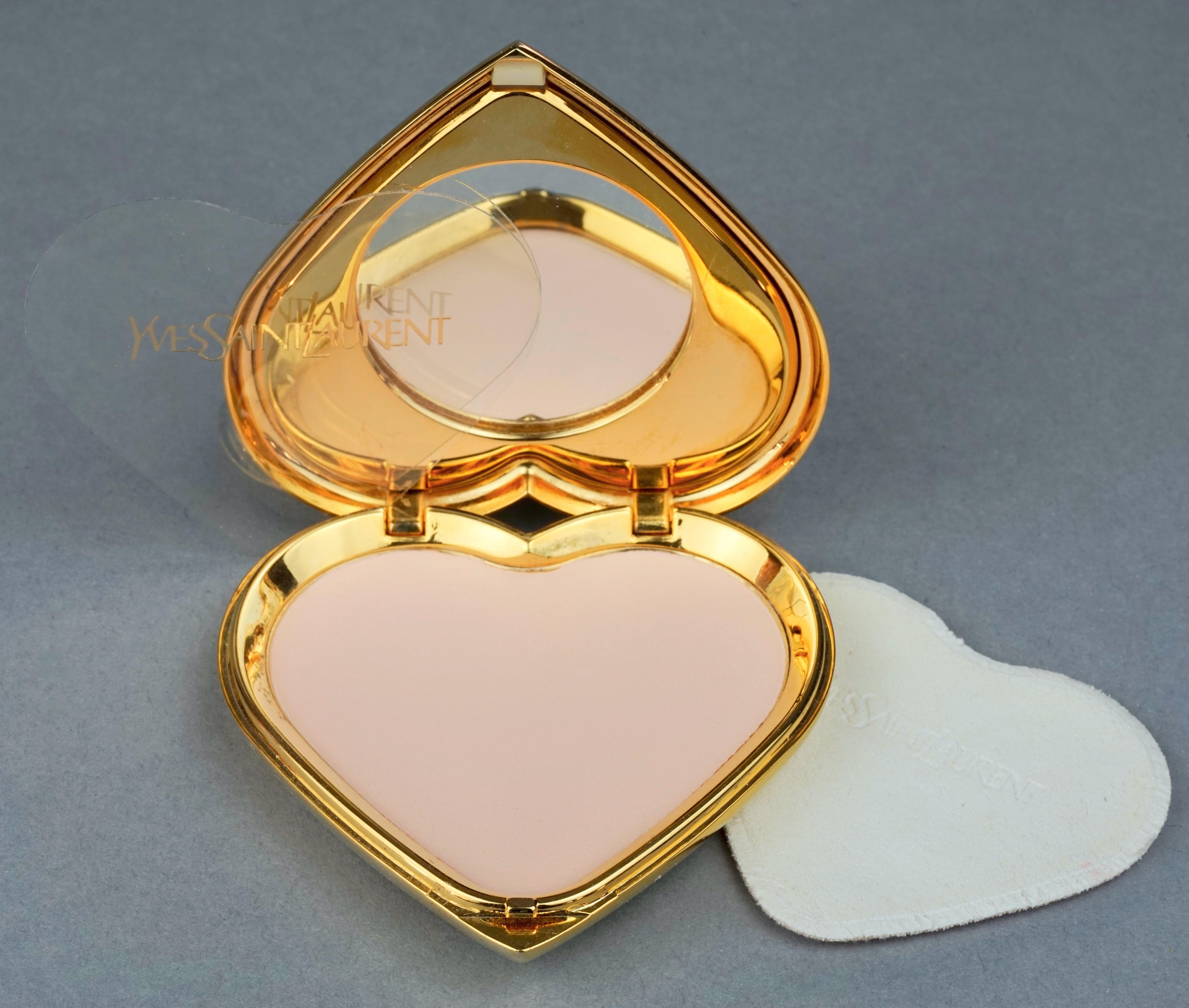Vintage YVES SAINT LAURENT by Robert Goossens Blue Heart Jewelled Compact Powder 4