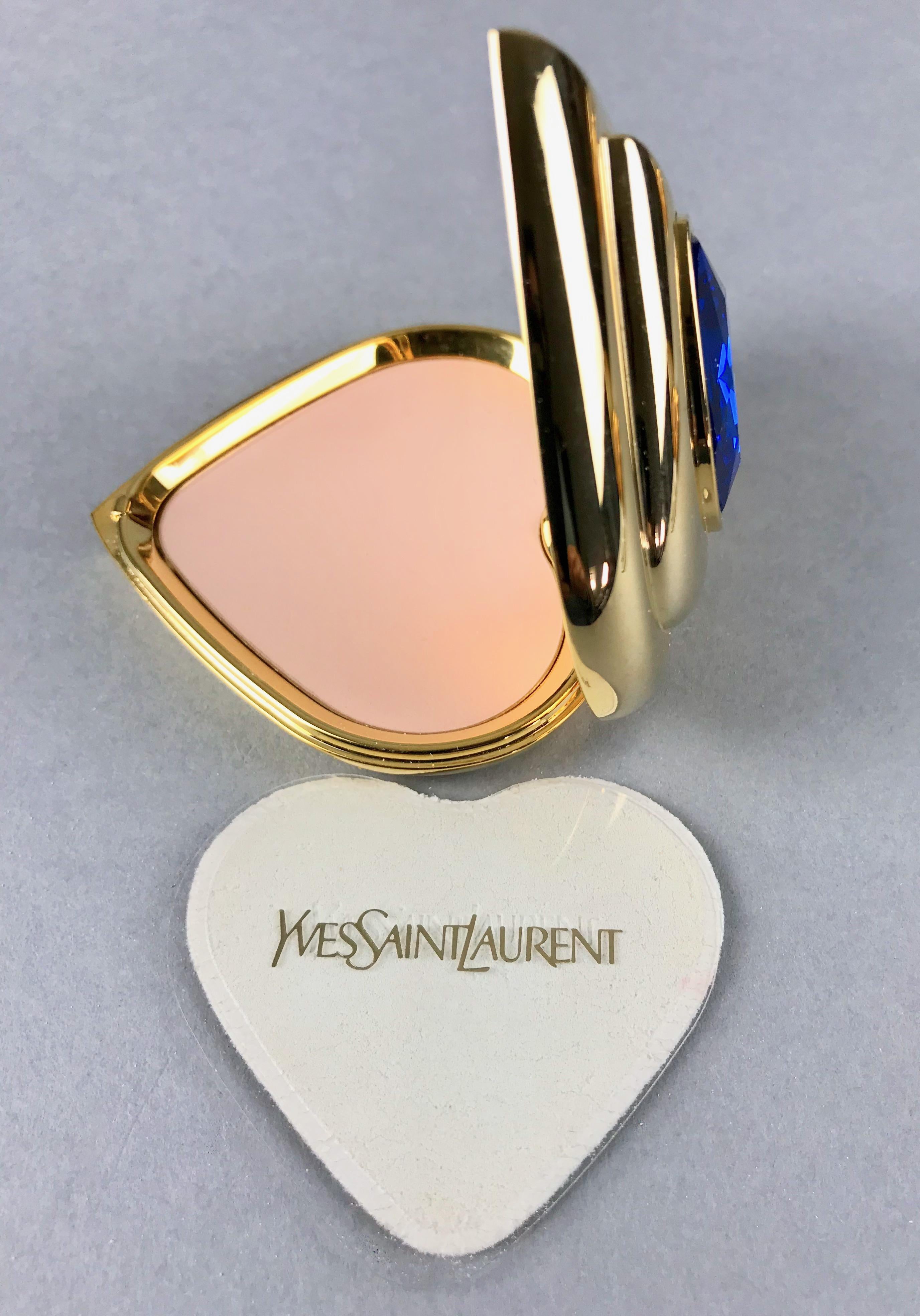 Vintage YVES SAINT LAURENT by Robert Goossens Blue Heart Jewelled Compact Powder 5