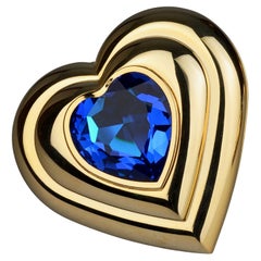 Vintage YVES SAINT LAURENT by Robert Goossens Blue Heart Jewelled Compact Powder