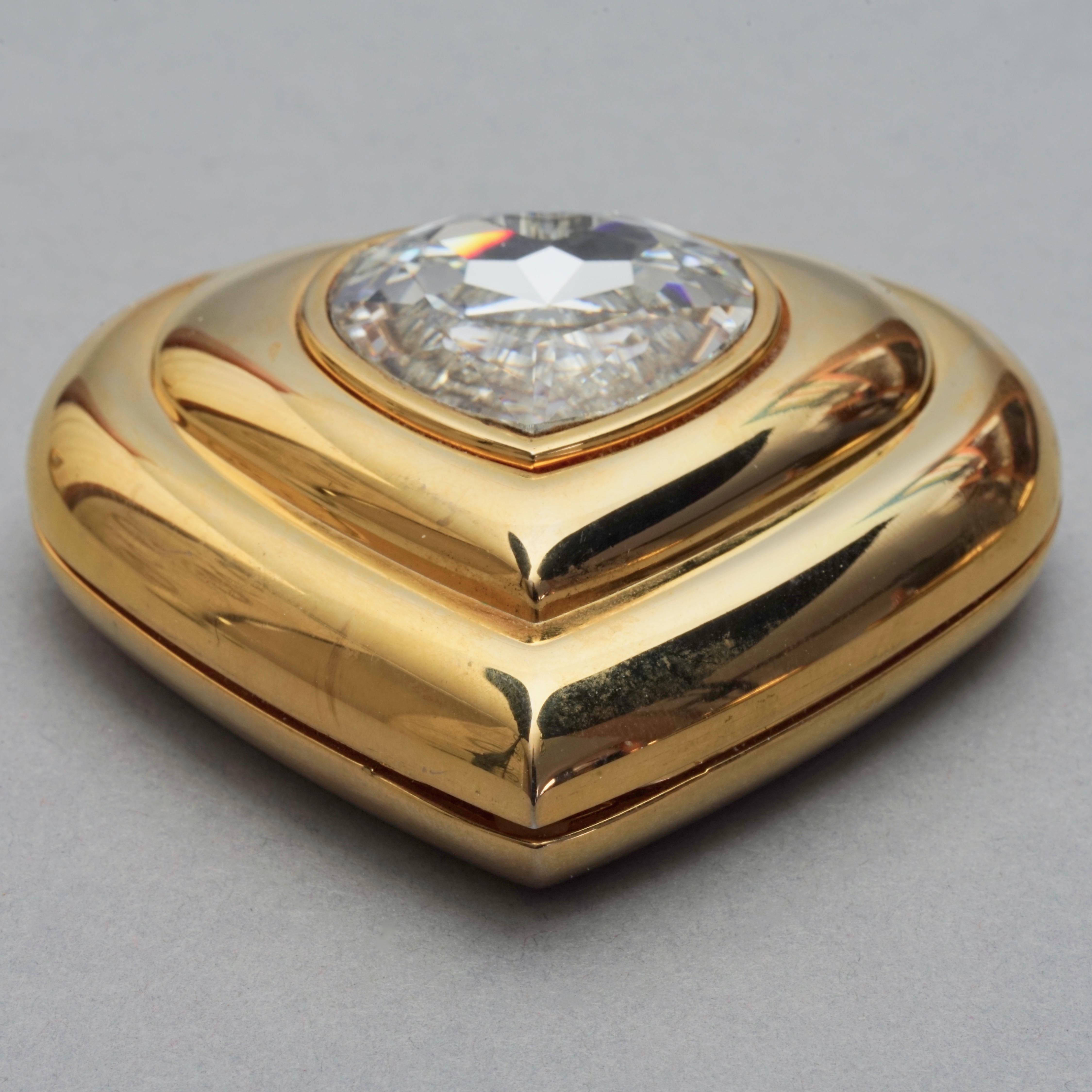 Vintage YVES SAINT LAURENT by Robert Goossens Heart Jewelled Compact Powder In Good Condition For Sale In Kingersheim, Alsace