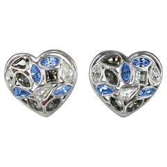 Vintage YVES SAINT LAURENT by Robert Goossens Heart Rhinestones Earrings