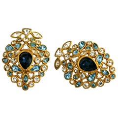 Vintage YVES SAINT LAURENT by Robert Goossens Multi Jewelled Earrings