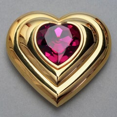 Vintage YVES SAINT LAURENT by Robert Goossens Pink Heart Jewelled Compact Powder