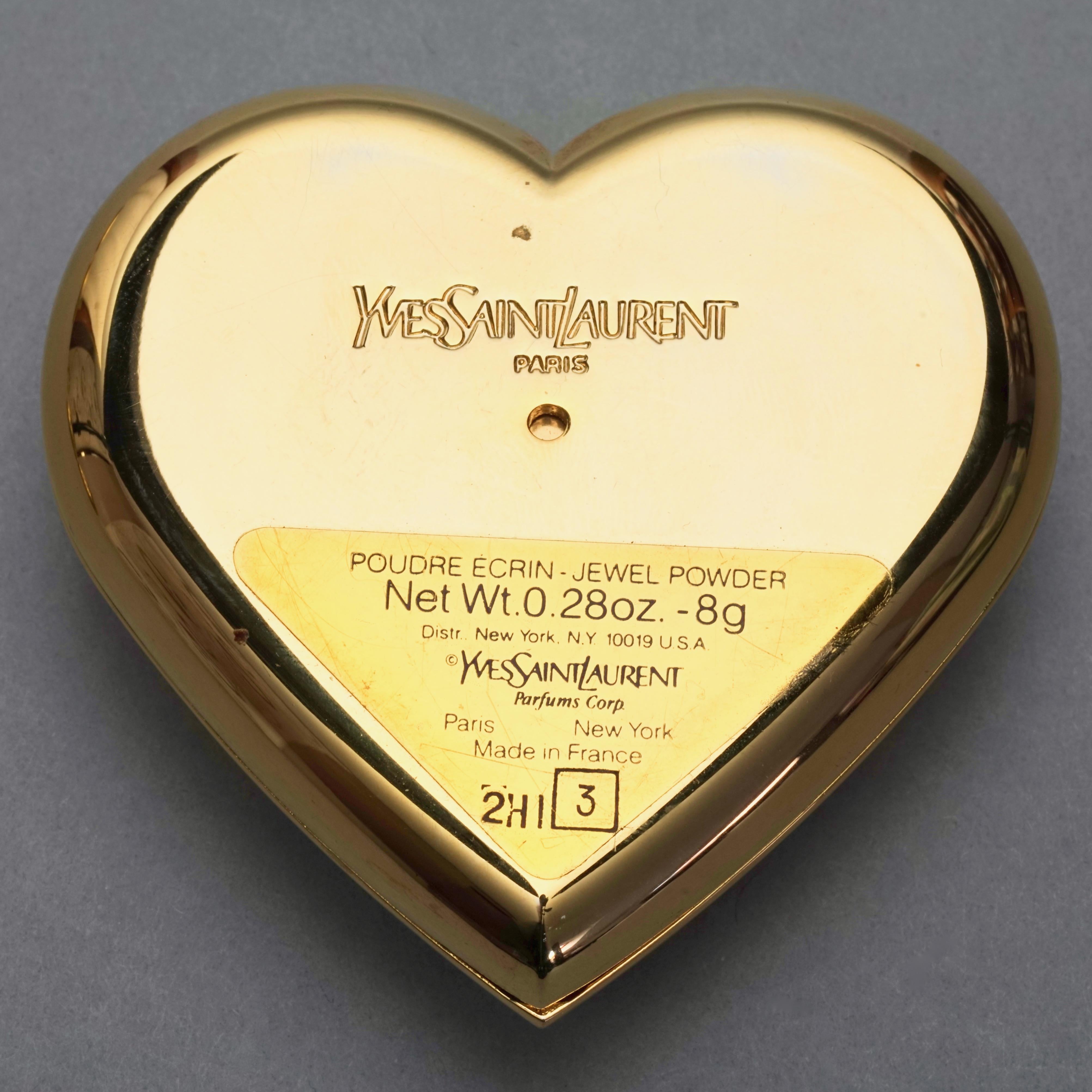 Vintage YVES SAINT LAURENT by Robert Goossens Red Heart Jewelled Compact Powder In Excellent Condition For Sale In Kingersheim, Alsace