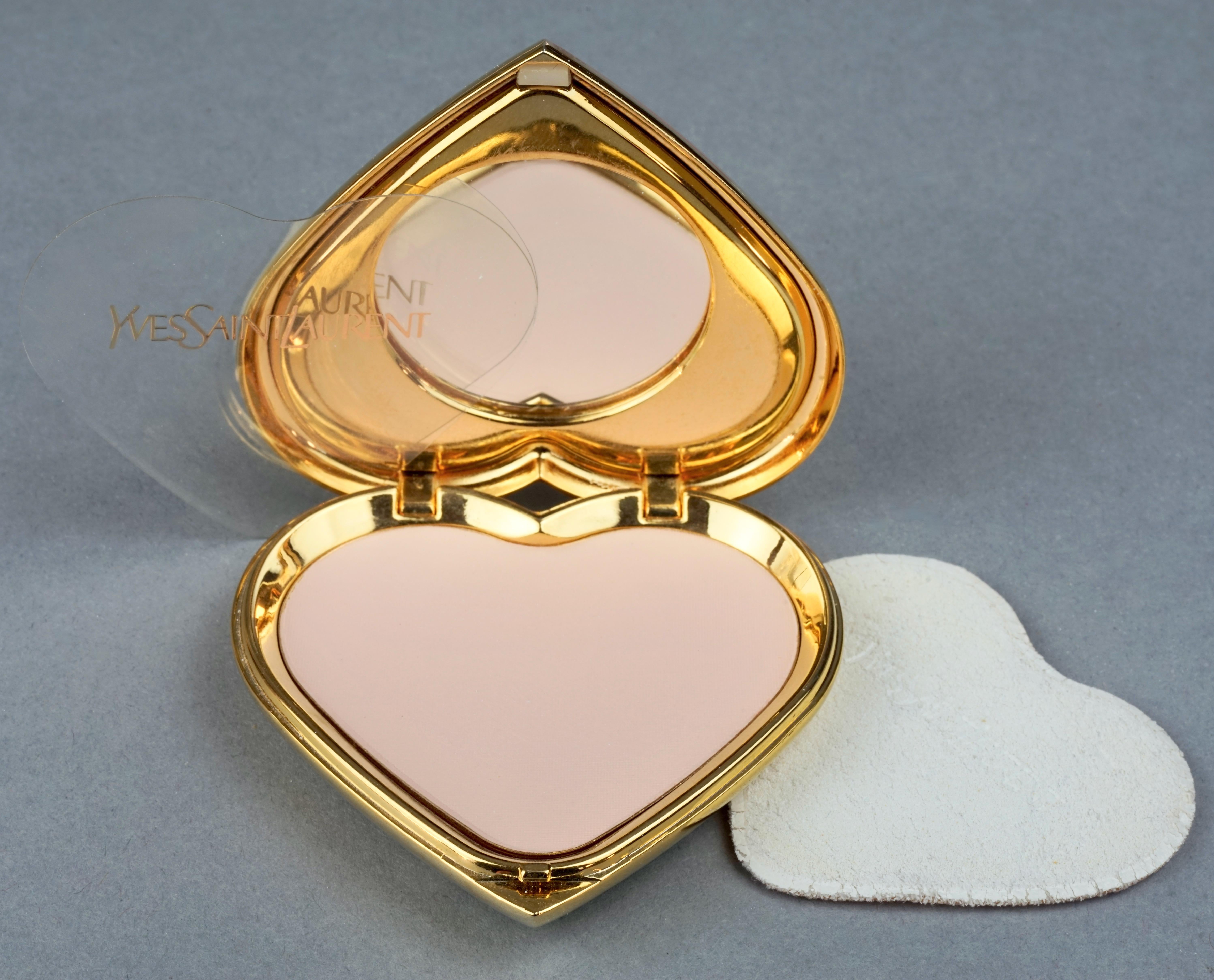 Vintage YVES SAINT LAURENT by Robert Goossens Red Heart Jewelled Compact Powder For Sale 1