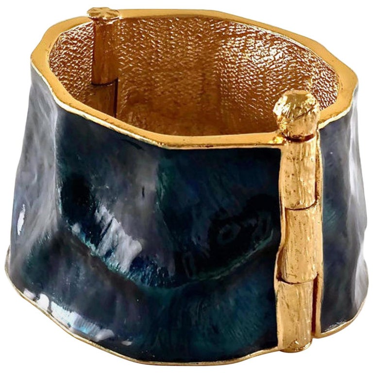 Vintage YVES SAINT LAURENT by Robert Goossens Wrinkled Enamel Cuff