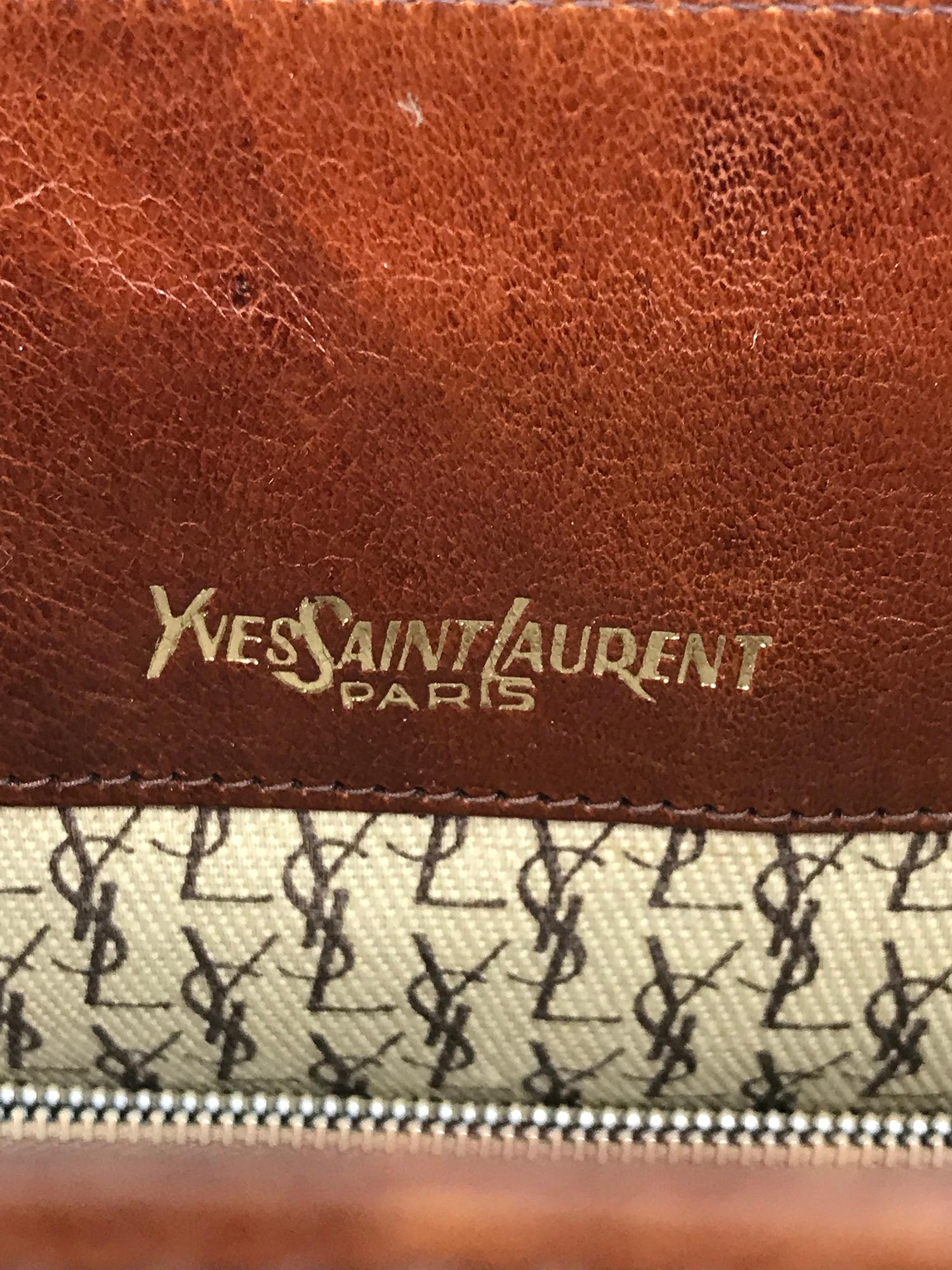 Vintage Yves Saint Laurent Caramel Leather Hand/Tote Bag 1970s 6