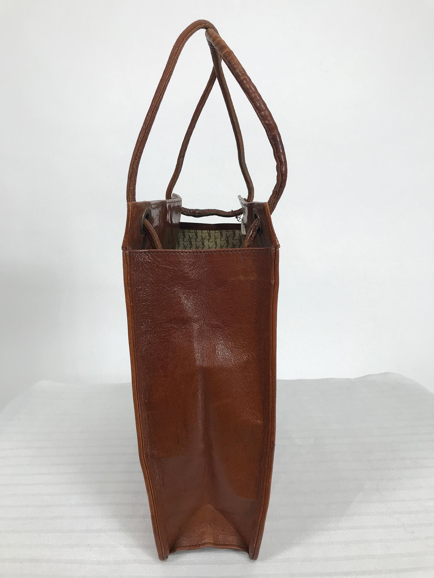 Brown Vintage Yves Saint Laurent Caramel Leather Hand/Tote Bag 1970s