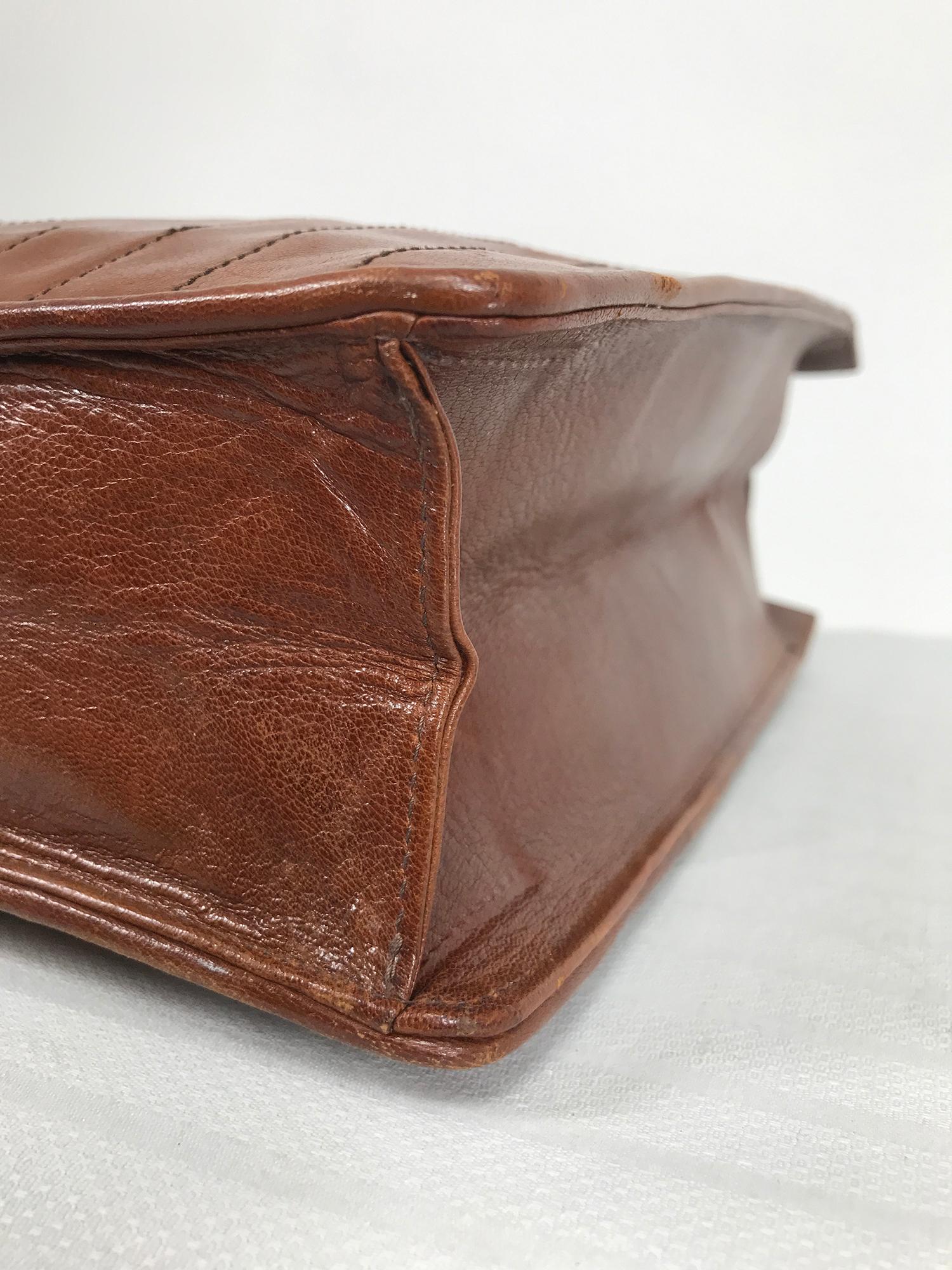 Vintage Yves Saint Laurent Caramel Leather Hand/Tote Bag 1970s 2