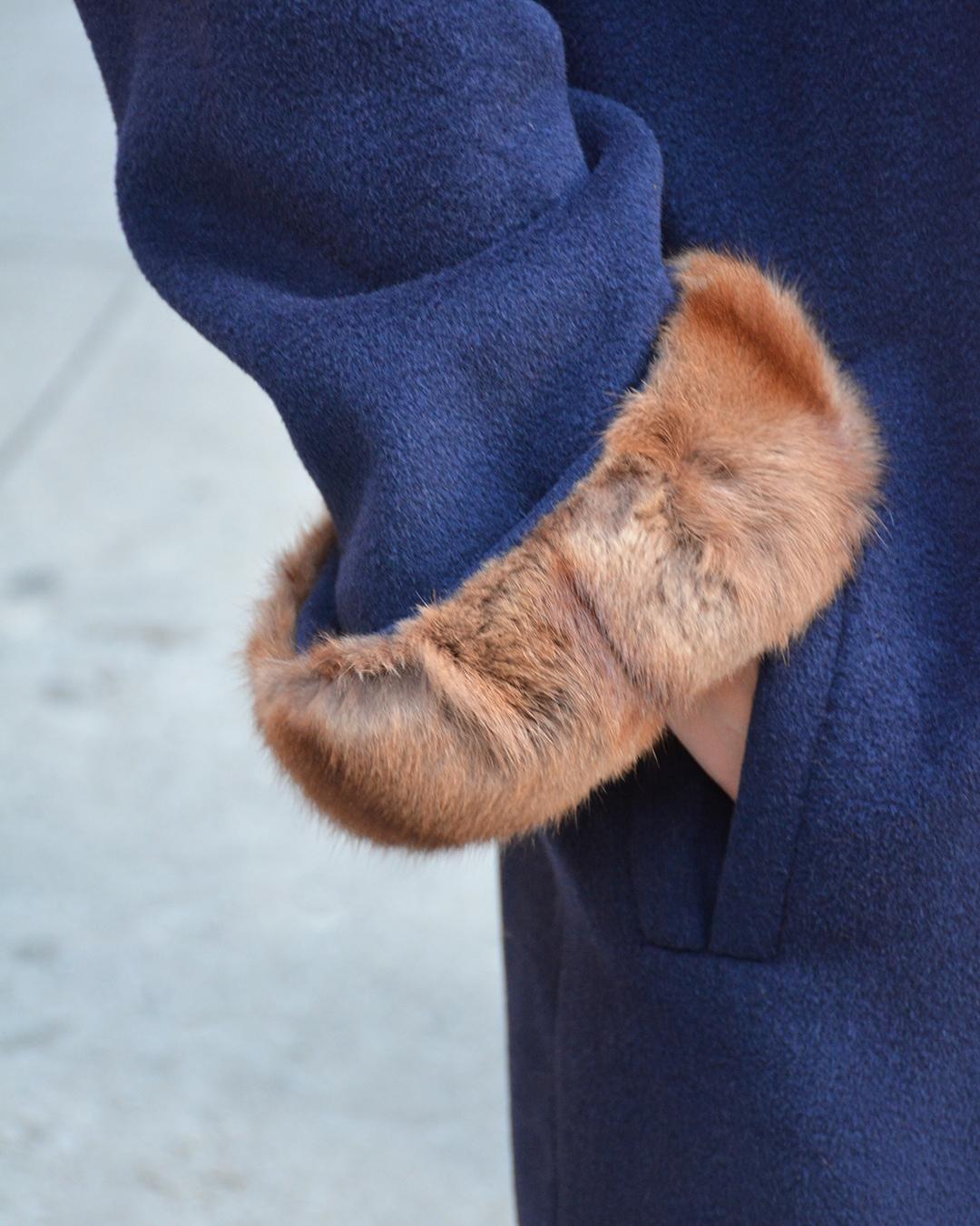 Vintage Yves Saint Laurent Cashmere Wool Fur-Trim Coat For Sale 9