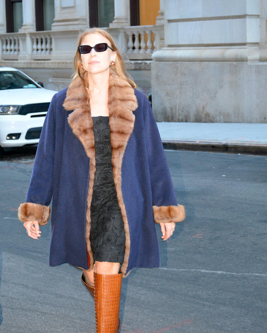 Vintage Yves Saint Laurent Cashmere Wool Fur-Trim Coat For Sale 3
