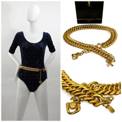 Vintage YVES SAINT LAURENT Chunky Chain Necklace Belt