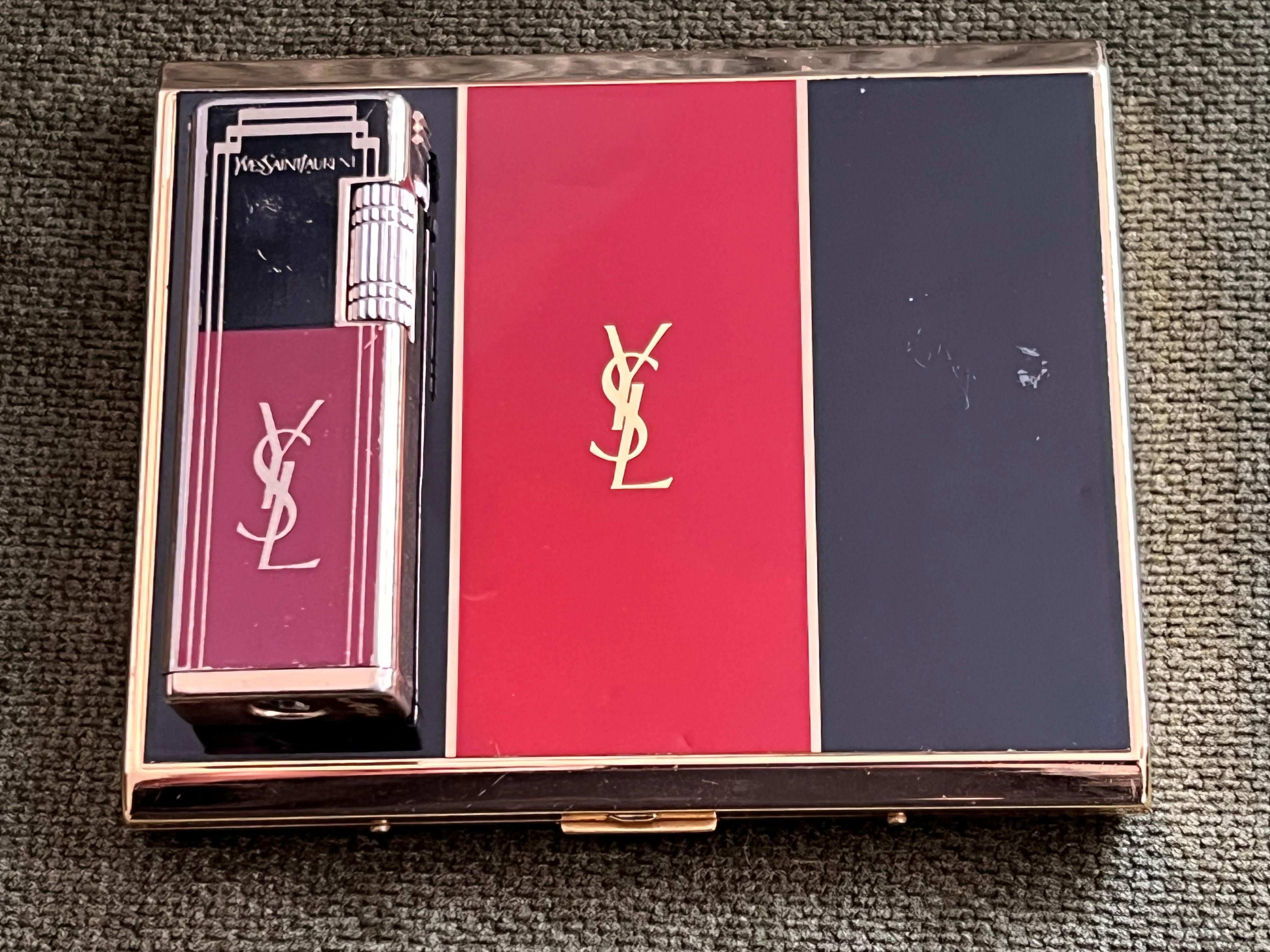 Vintage Yves Saint Laurent Zigarettenetui und Feuerzeug Set 4