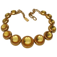 Vintage YVES SAINT LAURENT Citrine Cabochon Necklace