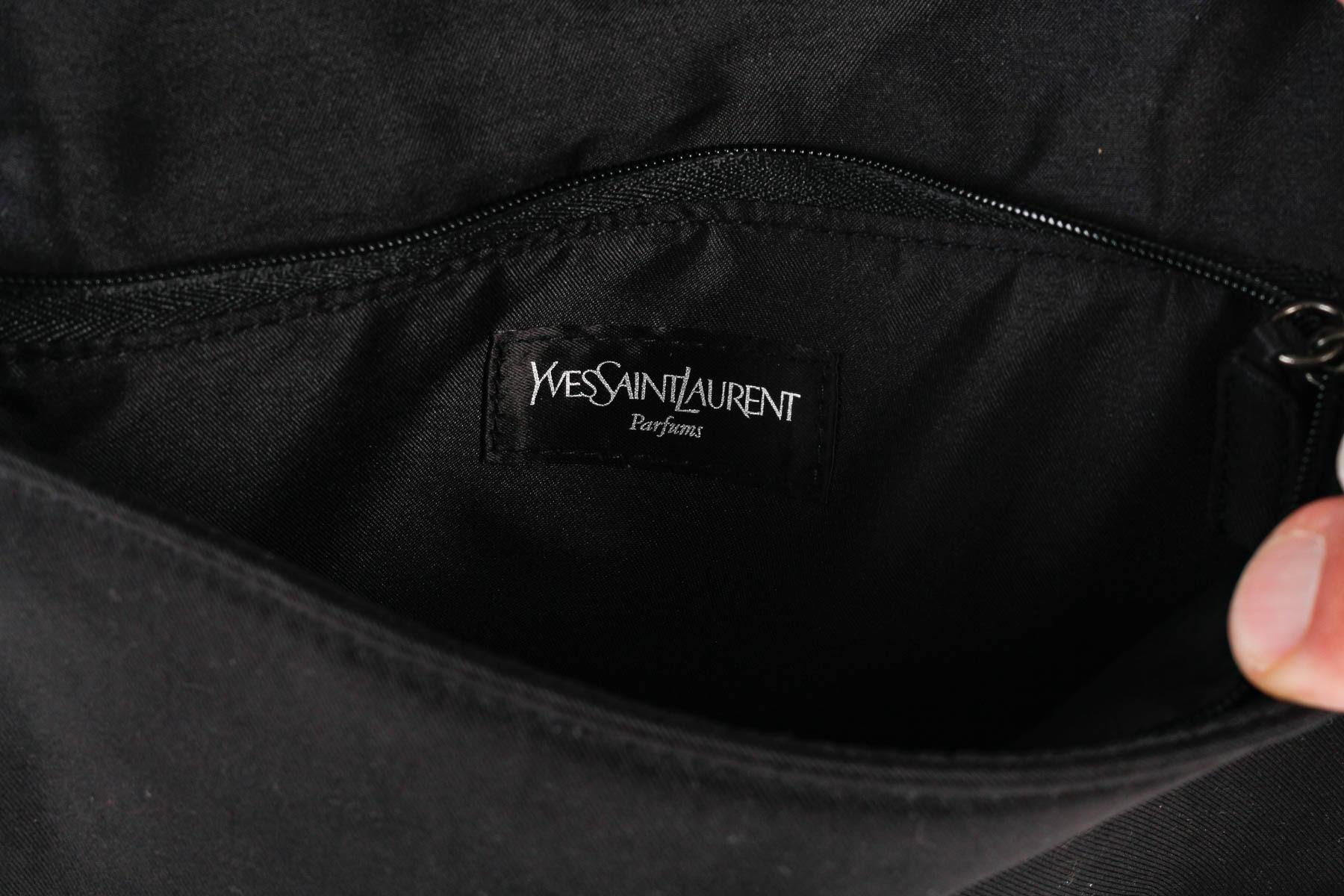 French Vintage Yves Saint-Laurent Clutch Bag, Black Leather, 20th Century. For Sale