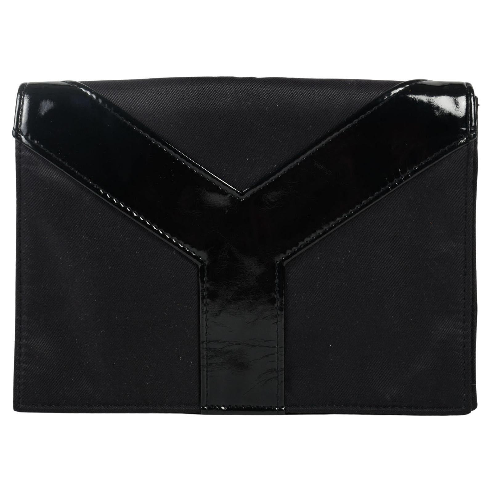 Vintage Yves Saint-Laurent Clutch Bag, Black Leather, 20th Century. For Sale