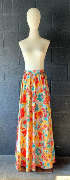 Vintage Yves Saint Laurent Colorful Floral Maxi Skirt