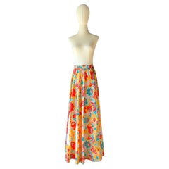 Vintage Yves Saint Laurent Colorful Floral Maxi Skirt