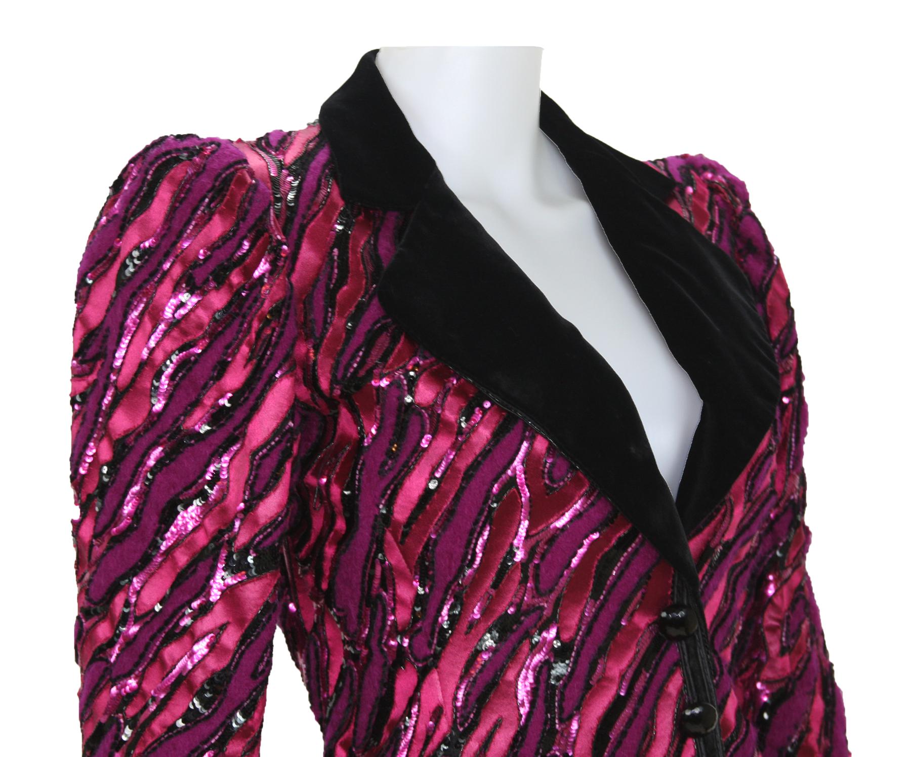 Black Vintage Yves Saint Laurent Couture Numbered Fully Embellished Blazer Jacket  For Sale