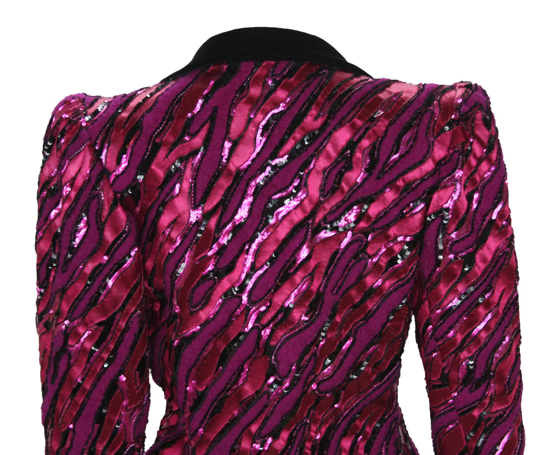 Vintage Yves Saint Laurent Couture Numbered Fully Embellished Blazer Jacket In Excellent Condition For Sale In Montgomery, TX