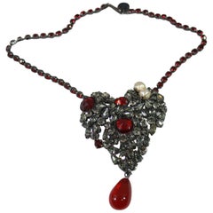 Vintage Yves Saint Laurent Couture Red Heart Necklace