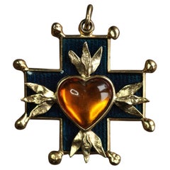 Vintage Yves Saint Laurent Cross Pendant Brooch with Amber Heart
Blue Enamel Vintage Yves Saint Laurent Cross Pendant Brooch with Amber Heart
Blue Enamel
