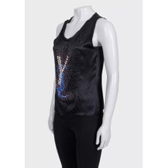 Vintage Yves Saint Laurent Crystal Embellished Silk Tank Top Sz.S