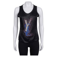 Vintage Yves Saint Laurent Crystal Embellished Silk Tank Top Sz.S