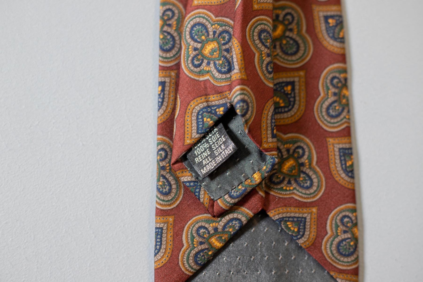 Brown Vintage Yves Saint Laurent decorated all-silk tie  For Sale