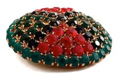 Spilla vintage Yves Saint Laurent con ciondolo a cupola con strass astratti