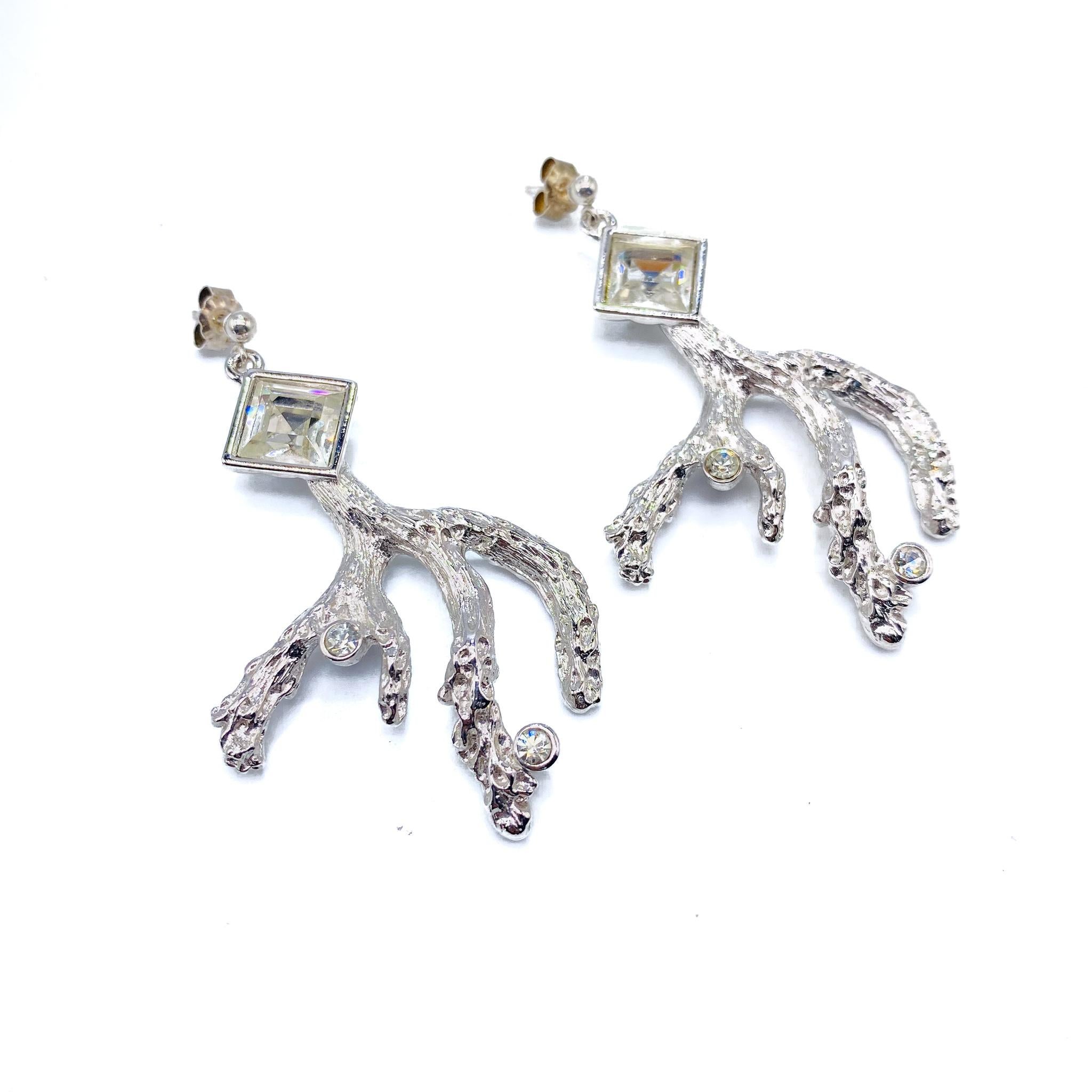 Vintage Yves Saint Laurent Silver Plated Earrings 1980s In Excellent Condition In London, GB