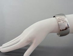 Vintage YVES SAINT LAURENT Engraved Ysl Logo Sterling Silver Cuff Bracelet