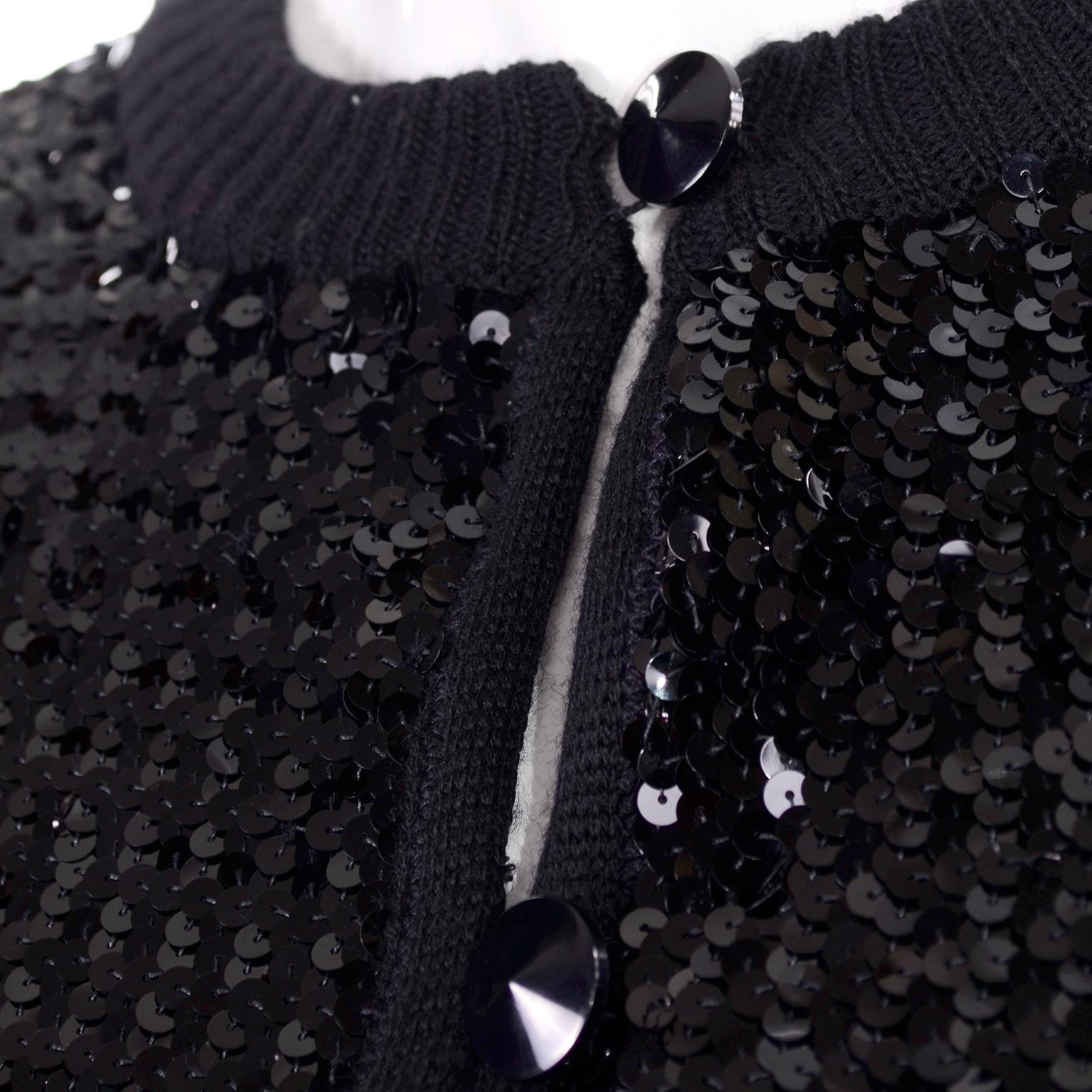 Vintage Yves Saint Laurent Evening Dress Alternative Black Skirt Suit W/ Sequins 3