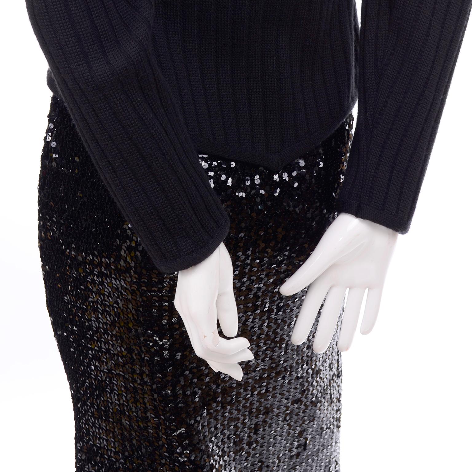Vintage Yves Saint Laurent Evening Dress Alternative Black Skirt Suit W/ Sequins In Excellent Condition In Portland, OR