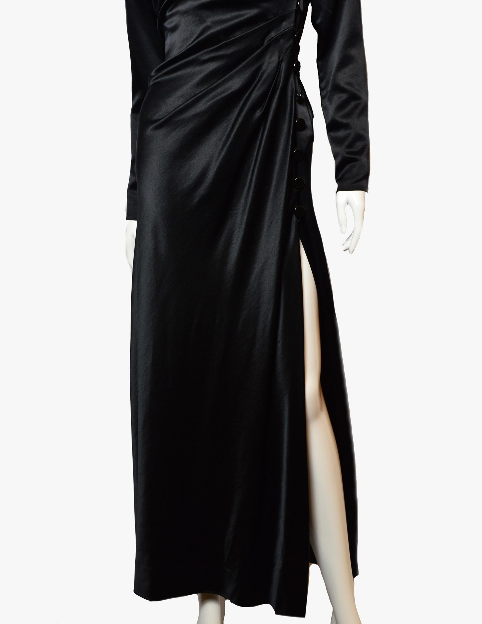 Vintage Yves Saint Laurent Evening Silk Black Dress, 1987 In Good Condition For Sale In New York, NY