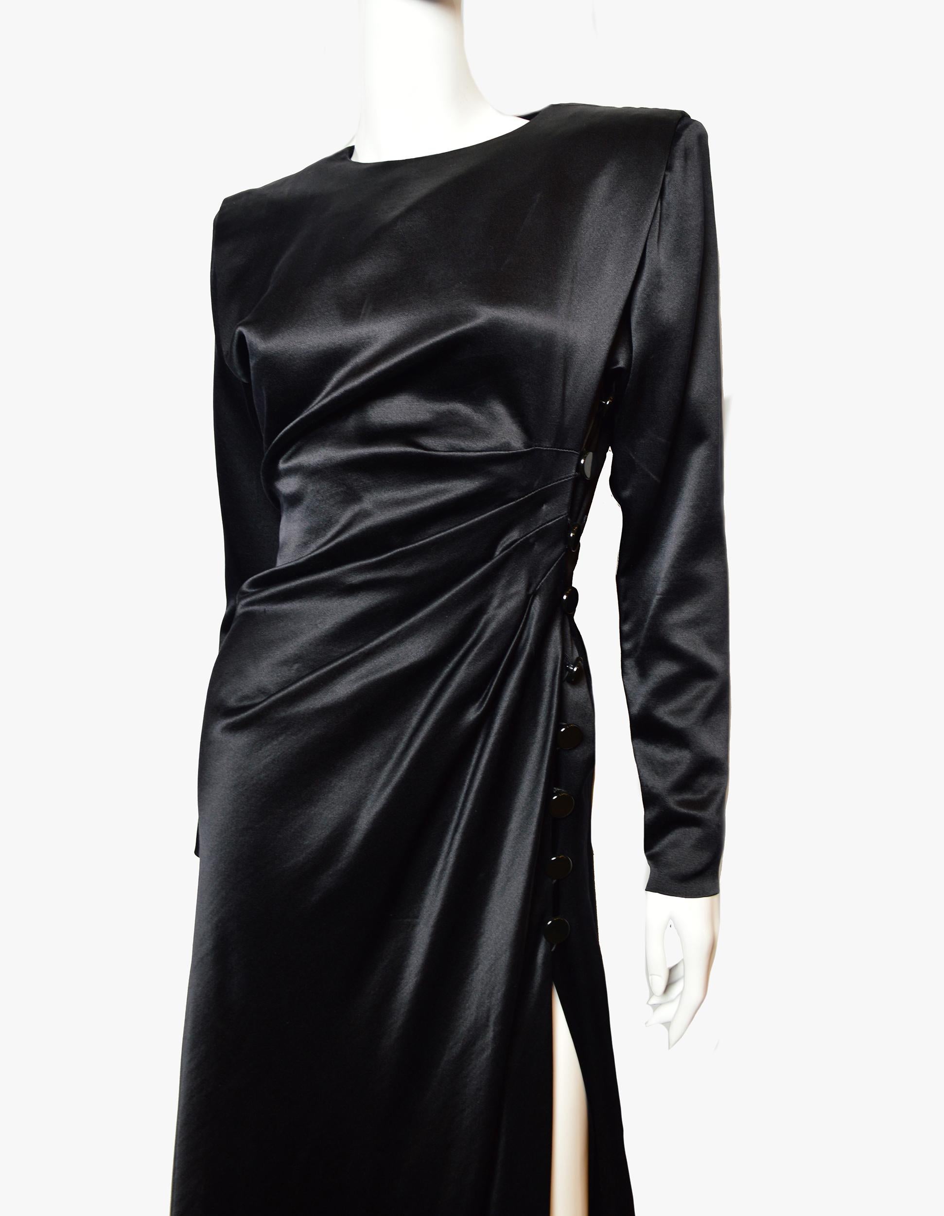 Women's Vintage Yves Saint Laurent Evening Silk Black Dress, 1987 For Sale