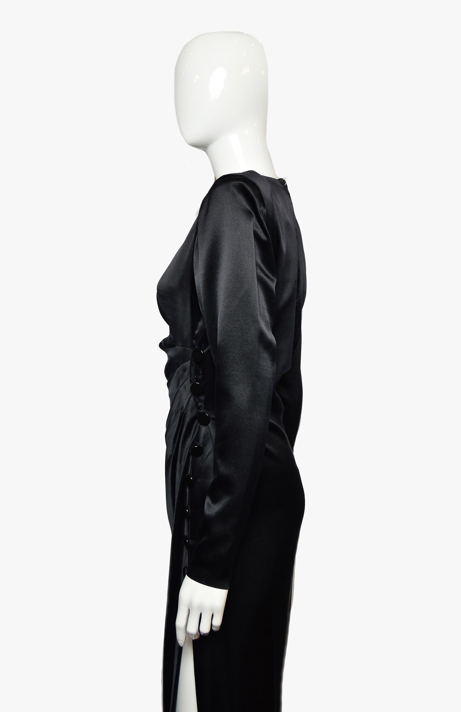 Vintage Yves Saint Laurent Evening Silk Black Dress, 1987 For Sale 1